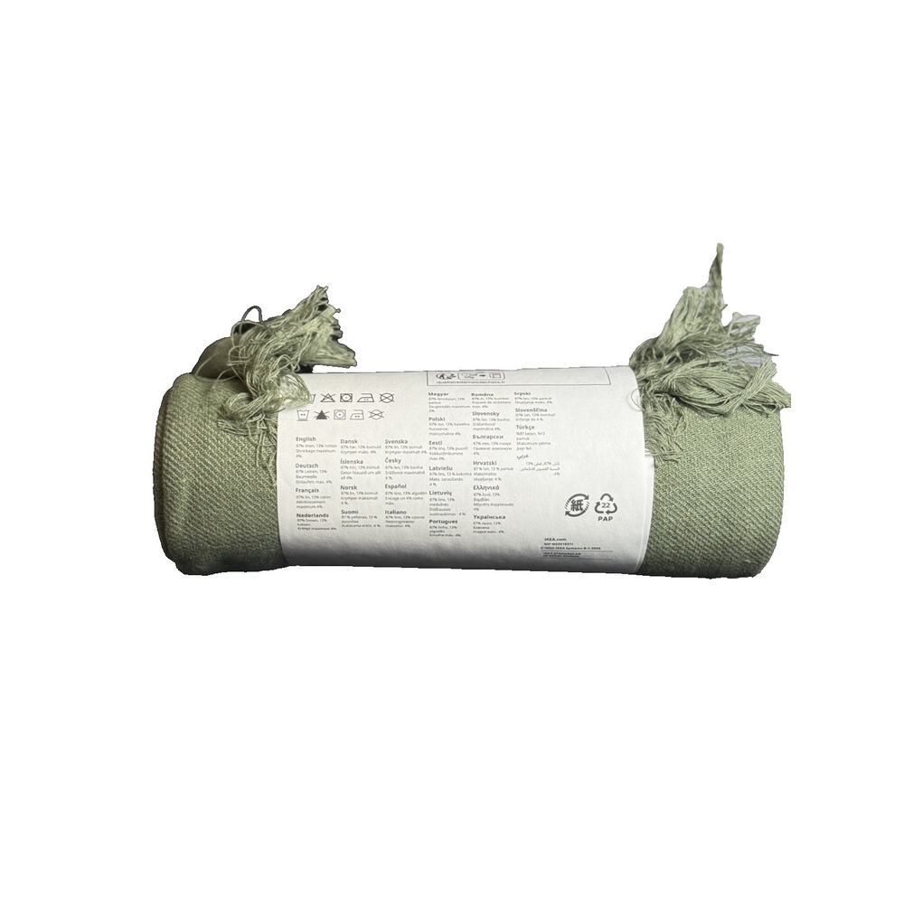 IKEA DYTAG Throw Gray Green 51x67" Linen Blend-NEW - Picture 6 of 6